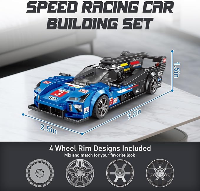 HIGH GODO Speed Racing Car Building Set, Super Car Model Kit, Collectible Cars Construction Toys Gifts for Adults and Teens Age 14+ (294 Pieces)