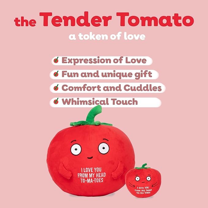 Big Tender Tomato Plushie - Super Soft Stuffed Animal | Adorable Love Gift for Boyfriend, Girlfriend, Husband, Wife, Mom, Dad, Kids, or Best Friend | Valentines Day Gifts for Her or Him