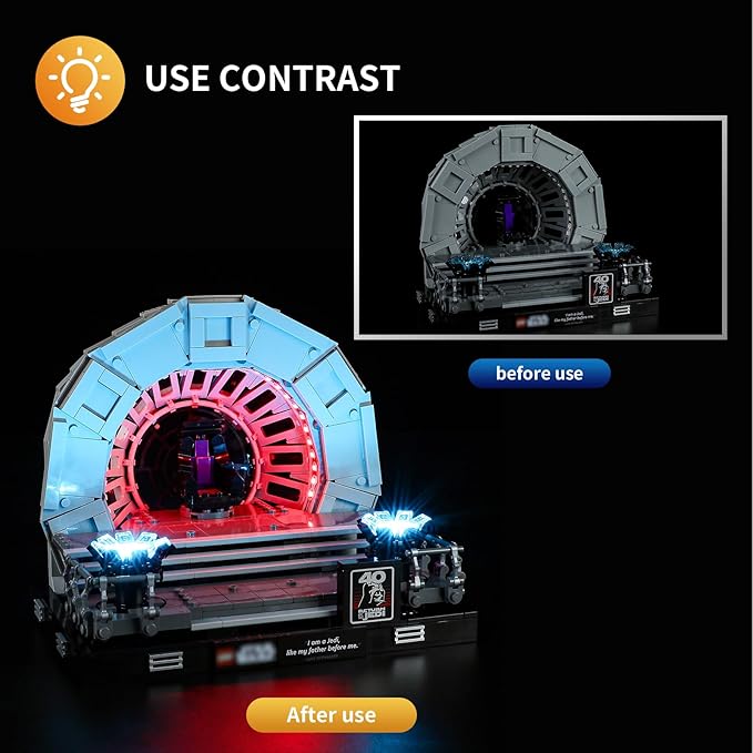 Vaodest Light for Lego 75352 Star Wars Emperor's Throne Room Diorama Set,Design and Configuration Compatible with Model 75352(Light Only, Not Building Block Kit)