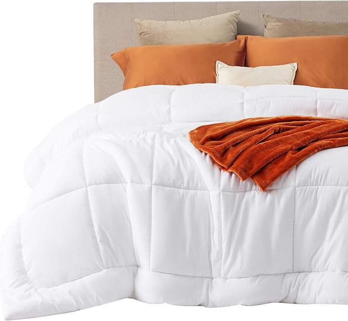 Bedsure Comforter Duvet Insert - Quilted Comforters Cal King Size, All Season Duvet, GentleSoft Down Alternative Bedding Blanket, with 8 Tabs, Gifts for Women/Men, White, California King 96X102 Inches