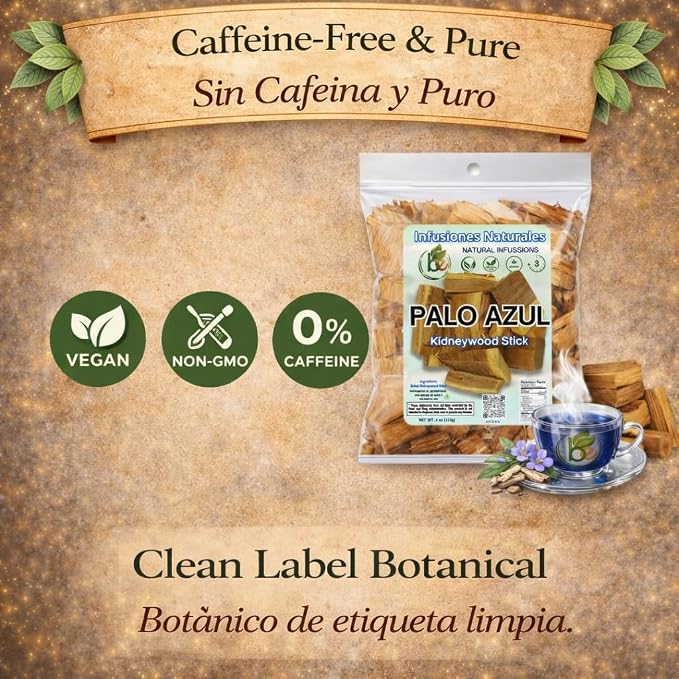 Palo Azul Herbal Tea (4 oz / 113g) – Authentic Kidneywood (Eysenhardtia polystachya) – Visual Blue Fluorescence Infusion – Wildcrafted, 100% Natural, Non-GMO – Makes 40+ Cups – by BEXPERTSUSA