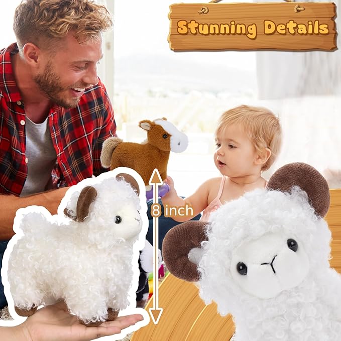 MaoGoLan 6 Pack Stuffed Farm Animals Bulk Plush Horse Cow Sheep Pig Chicken Bunny Farm Animal Toys Set for Kids Party Favors Decorations Christmas Valentine's Day Easter Birthday Gifts
