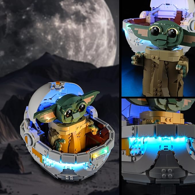 Vaodest LED Light for Lego 75403 Grogu with Hover-Pram Set,Design and Configuration Compatible with Lego 75403 Model(LED Light Only, Not Building Block Kit)
