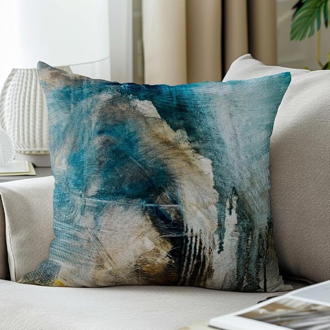 Throw Pillow Covers for Couch, 18x18 Inch, 2 Pack, Black Teal | Decorative Throw Pillow Covers Cushion Covers for Couch Bedroom Sofa Living Room