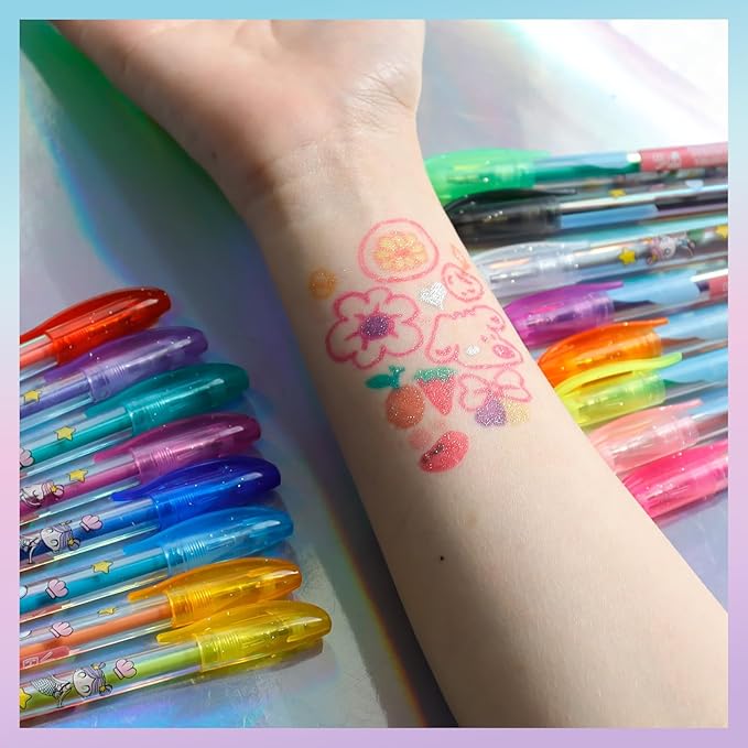 Townley Girl Mermaid 16 Piece Glitter Pen Body Art Set, Glittery and Bright Colors, Ages 3+