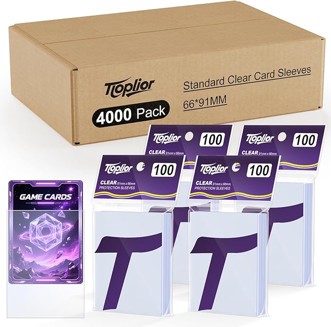Tioplior 4000 Counts Card Sleeves,Soft Penny Sleeves for Trading Cards,Clear Plastic Card Protectors Fit for MTG,TCG,Baseball,Football,Sports,Game Cards
