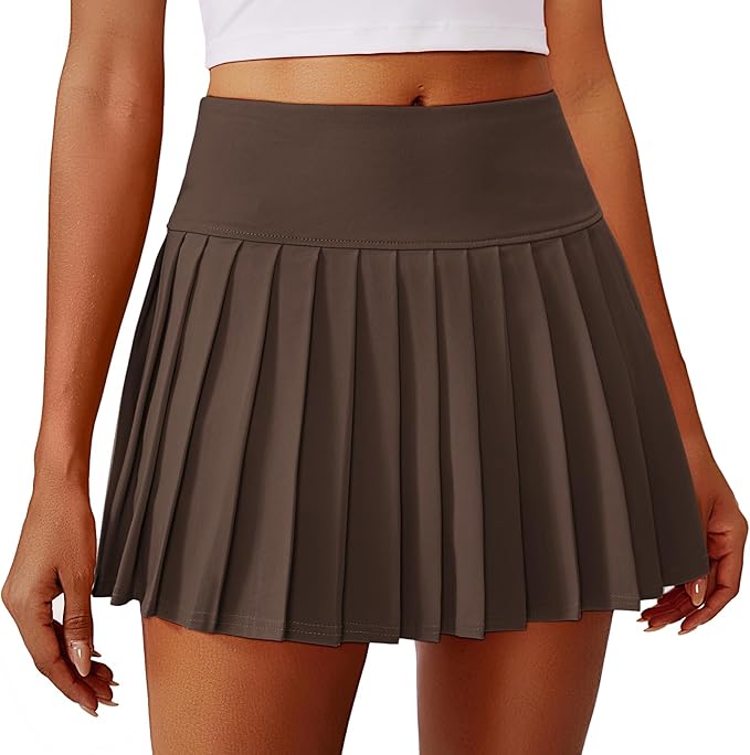PINSPARK Pleated Tennis Skirts Mini Athletic Golf Skorts with Pocket | 14", High Waist, Lightweight, Quick Dry, Stretchy, Inner Shorts, Sun Protection, Pickleball, Casual, for Women