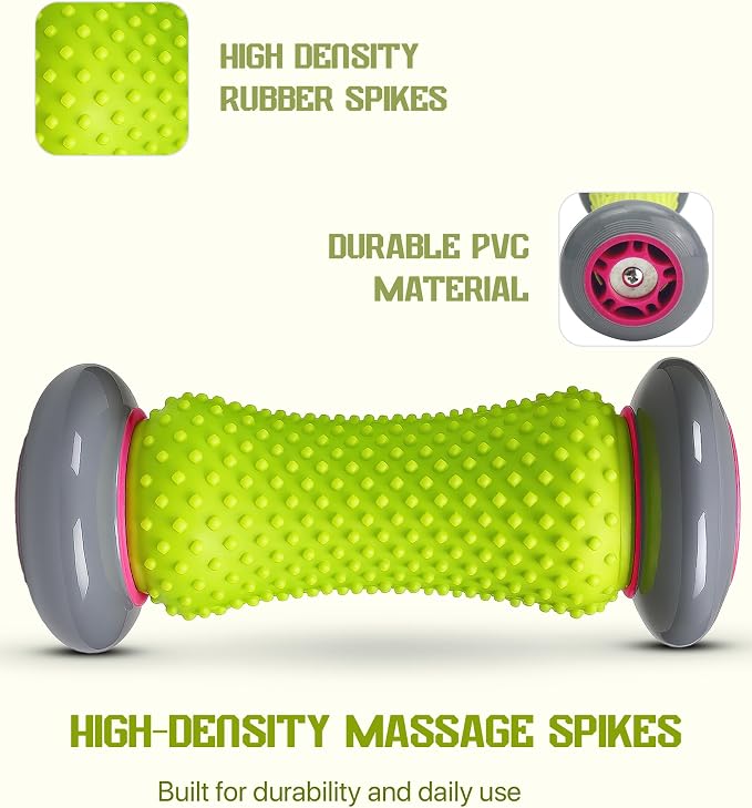 Foot Roller Massager for Plantar Fasciitis Relief, Neuropathy, Reflexology Trigger Point Foot Massager Roller, Feet Rollers with Spike Ball to Relieve Stress and Tight Muscles, Deep Tissue Massage