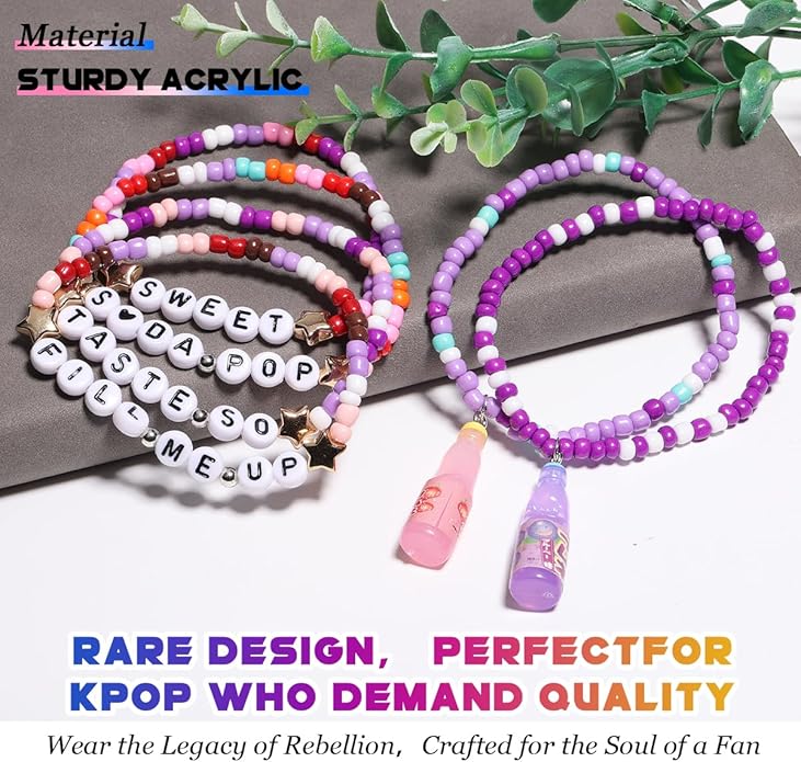 AICase for Korea-Pop Merch Soda Gifts Toys Doll Bracelets Birthday Decorations 6 Pcs Stackable Stretch Friendship Beaded Bracelets Costume Merchandise Jewelry Gifts for Fans Christmas