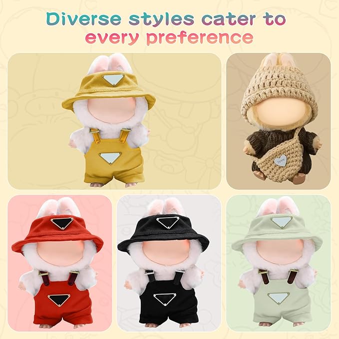 17cm Clothes Set (NO Doll): Hat & Overalls Set for 17cm Accessories Suit - Stylish Adorable Dolls Clothes Accessories - Cute Clothes for Dress up Unique Style (ZL-C003)