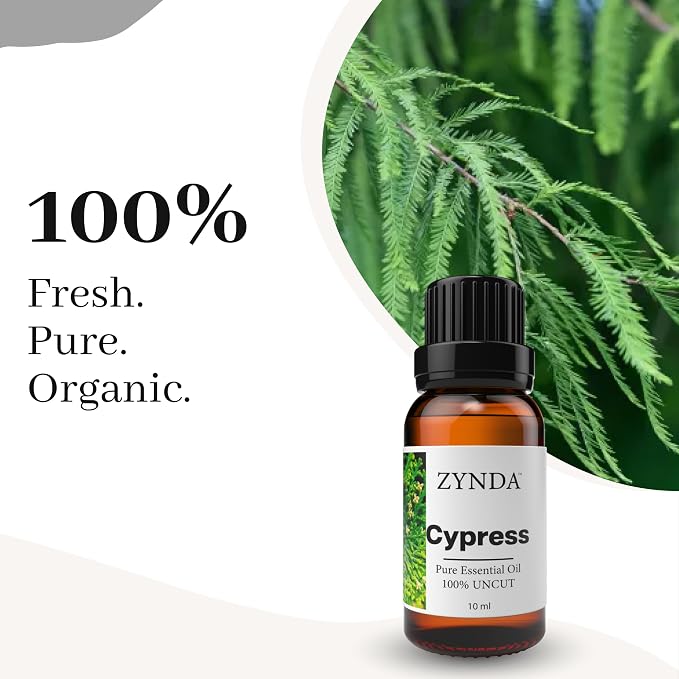 Cypress Essential Oil Organic – 100% Pure, Natural & Uncut | Premium Cypress Oil for Skin, Hair & Diffuser | Fresh Woody Aroma | Lab-Tested Essential Oils – Made in USA, 10ML