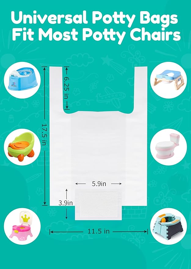 Newnice 30 Packs Disposable Liners with 200ML Absorbent Pads, Portable Travel Bags Compatible with OXO Tot 2-in-1 Go Potty, Training Liners Fit Most Chairs for Kids, Toddlers