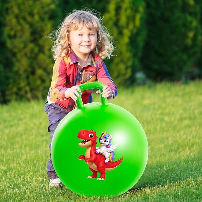 ZOOJOY Hopper Balls 2 Pack – 18 Inch Bouncy Ball with Handle, Hoppity Hop Balls for Kids Ages 3-8, Unicorn & Dinosaur Hopping Toy Gifts for Boys & Girls, with Pump for Indoor Outdoor Play