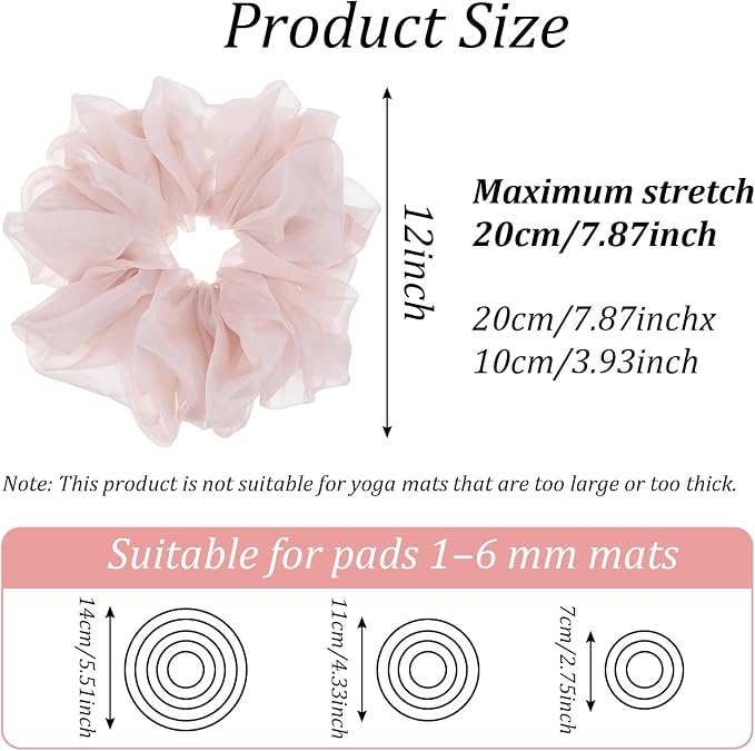 Yoga Mat Scrunchie Stretchable Elastic Chiffon Fabric Yoga Mat Holder Strap Band for Women Men(Mat Not Included)