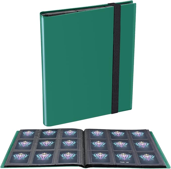 Card Binder, 360 Pockets Upgraded Trading Card Binders, Cards Collection Binder 9 Pocket, Side Loading Yugioh Binder Book Holder for MTG, TCG, Sport, Football, Baseball Collector Cards - Green