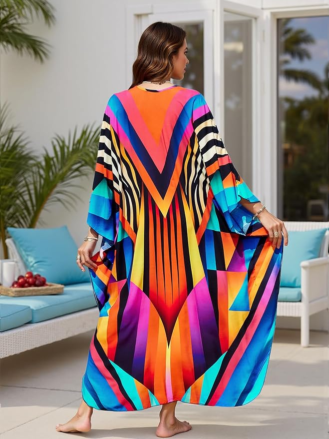 Mumu Dresses for Women Plus Size, Bohemian Kaftan Beach Cover Up Long Maxi Nightgown Soft Loungewear