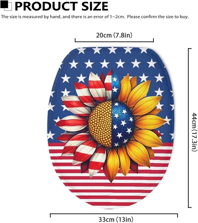 American Flag Toilet Seat Cover with Elastic Band 4th of July Decorations Purple US 250 Years Toilet Seat Dust Cover Soft Bathroom Replacement Easy to Clean