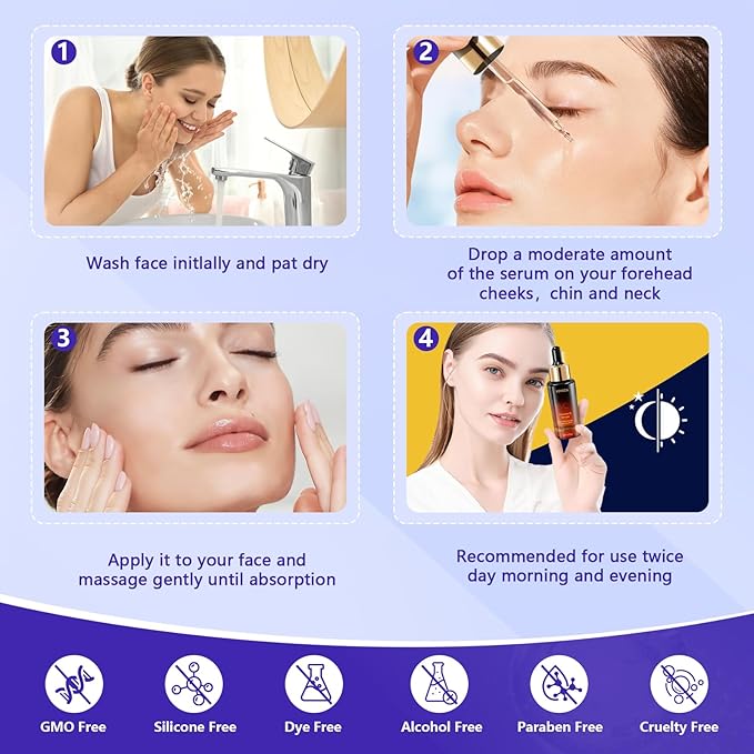 Hyaluronic Acid Face Serum,Vitamin C Facial Serum,Niacinamide Serum,Facial Skin Care Set Serum for Plumping,Anti-Aging/Wrinkle,Brightening,Ultra-Hydrating Hyluronic Acid Serum- Pack of 3,All Skin Type