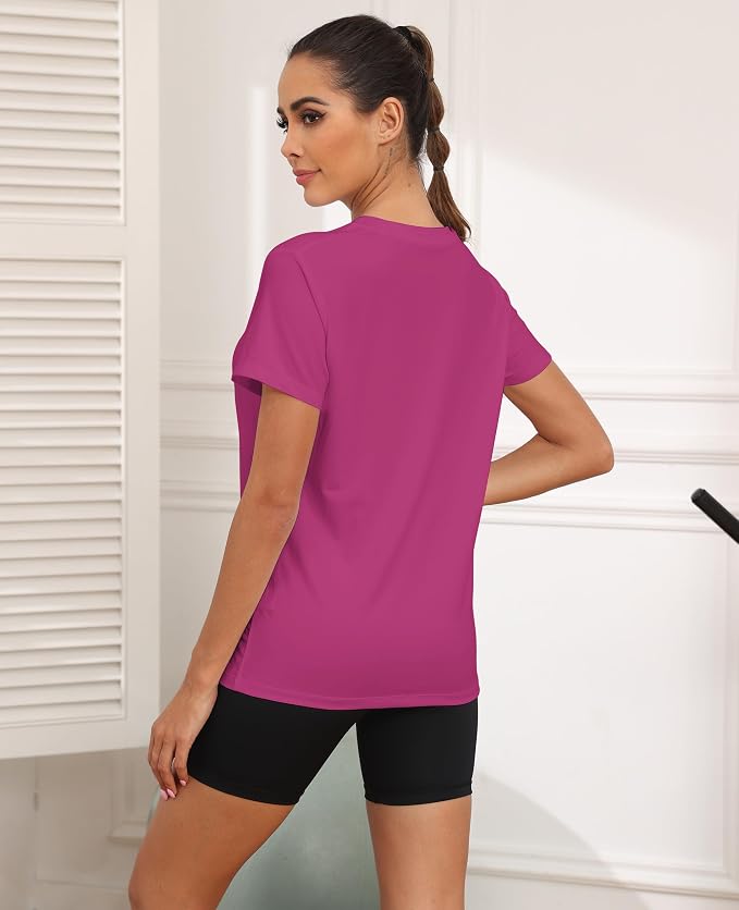 KevaMolly Workout Tops for Women UPF50+ Breathable Loose Fit Yoga T Shirts Short Sleeve Running Gym Athletic Tee Top
