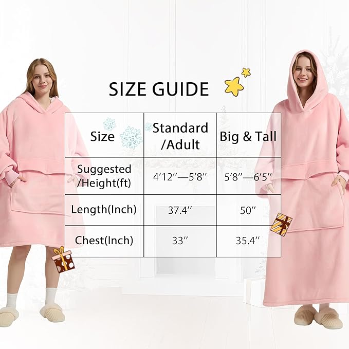 Krifey Big & Tall Wearable Blanket Hoodie with Cat Pocket, Extra Long Oversized Fleece Blanket for Adults, Cozy Birthday Gifts, Christmas Gifts