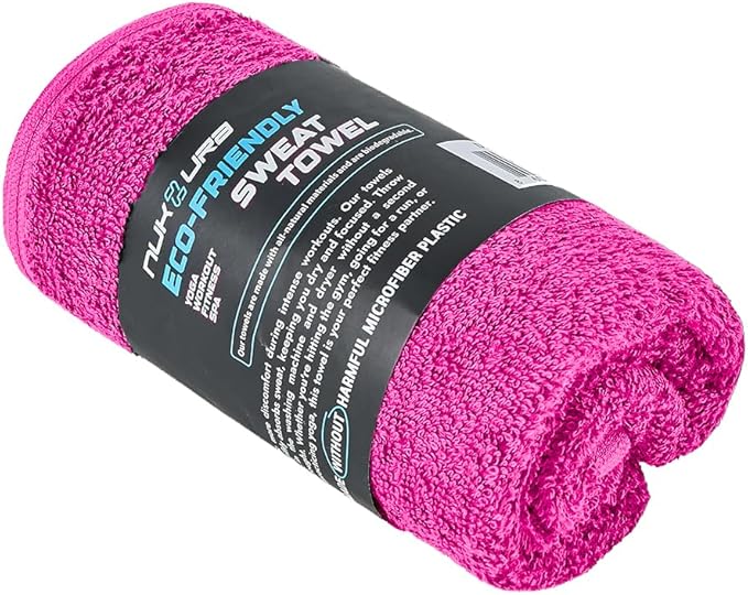 NUKURA 12” x 40” Gym Sweat Towel, 450 GSM, 100% Cotton, High Absorbency, Extra Soft & Quick Dry Workout, Yoga, Pickleball, Padel, Fitness Towel – Pink