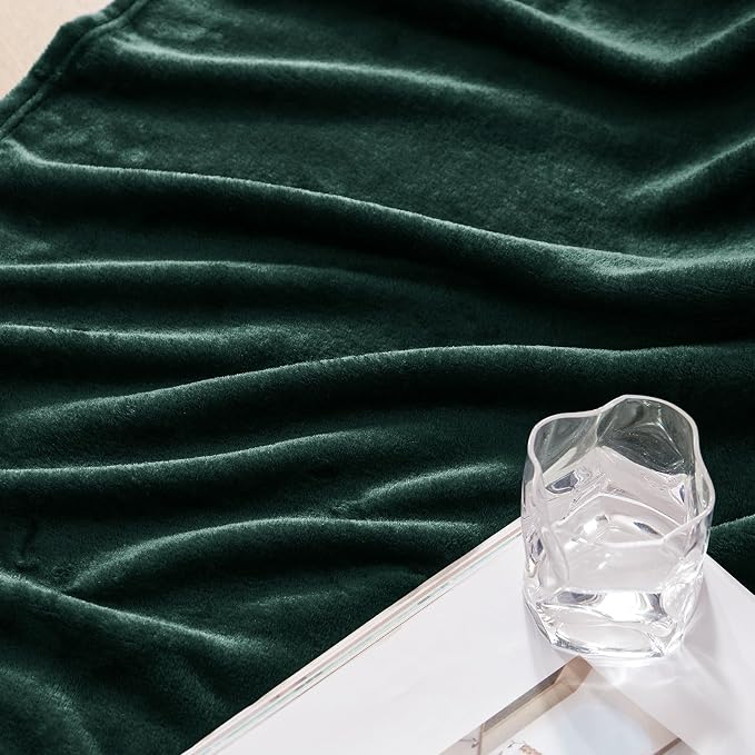 Exclusivo Mezcla Soft Fleece Blanket Twin Size for Bed, Forest Green | 90x66 Inches, Double-Sided Brushed Flannel, Lightweight Plush Cozy Blanket for Home Decor, All Season, Machine Washable