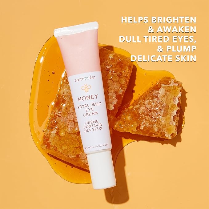 Earth To Skin Honey Royal Jelly Eye Cream - Calming Hydrating Under Eye Care With Glycerin - Eye Moisturizer Cream Brightening Comfort - Daily Use Eye cream Anti Aging Lightweight Formula 0.75 fl oz