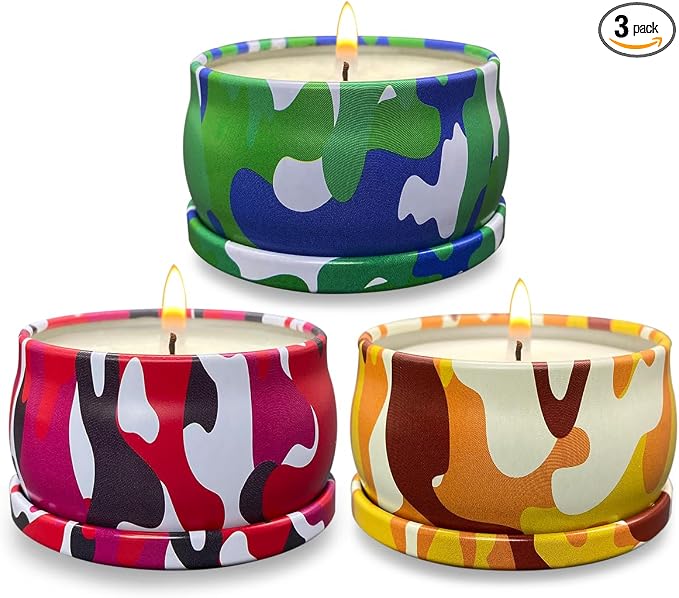 3 Pack Strong Small Citronella Candles Outdoor, 2.5oz, Green, 24 Hours, Repelling Scented Candles 100% Soy, for Patio Decor, Camping Accessories, Outside Table Decor, Baby Shower Prizes
