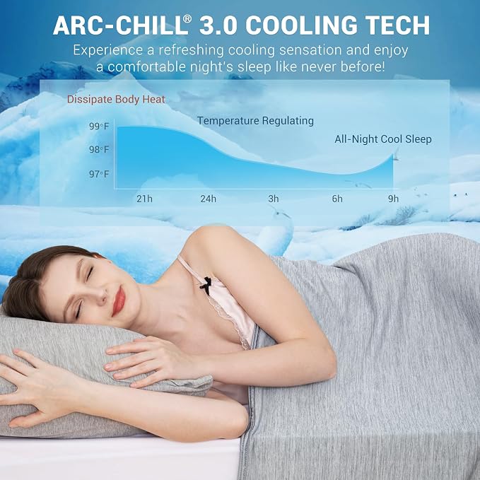 Elegear Arc-Chill 3.0 Cooling Blankets for Hot Sleepers, King Size, Grey | Q-Max>0.5 Cooling Fabric, Absorbs Heat to Keep Body Cool, Breathable Summer Blankets for Night Sweats & Menopause, 108"x90"