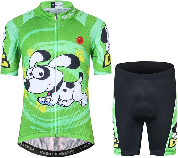 Hotlion Kids Cycling Jersey Set Short Sleeve Boys Mountain Bike Shirt Girls Cartoon Bicycle Tops Childs for Riding Biking