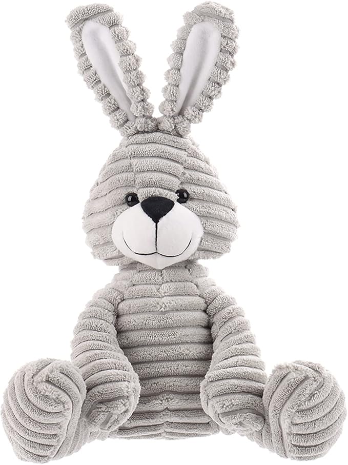 Apricot Lamb Toys Plush Corduroy Rabbit Bunny Stuffed Animal Soft Cuddly Perfect for Child （Gray Bunny,8.5 Inches