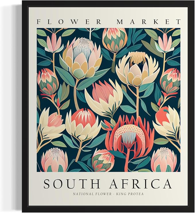South Africa Flower Market Unframed Art Print Poster, Wall Art Floral Painting Botanical Decor for Bedroom, Kitchen, Bathroom Livingroom Decoration 82B (South Africa, 14"L x 11"W, Unframed)