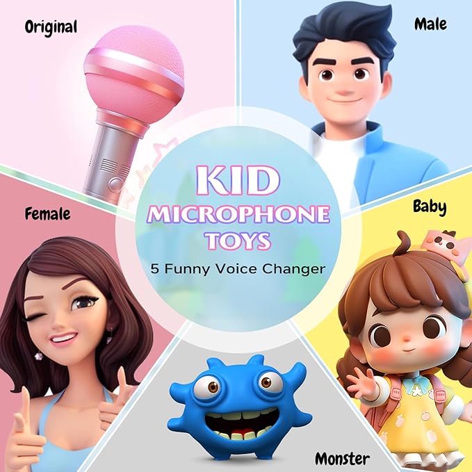 Portable Karaoke Machine, Mini Karaoke Machine with 2 Wireless Microphones for Kids Adults, Kids Microphone Christmas Birthday Toys for Girls Boys Toddler 4, 5, 6, 7, 8, 10 12+ Years Old 【Beige】