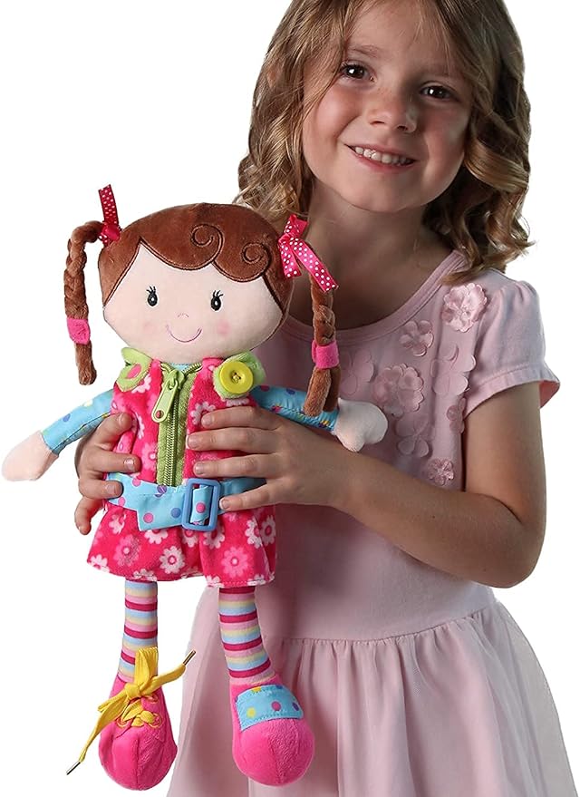 Snuggle Stuffs Sugar Snap Plush Learn to Dress Doll for Toddlers - 15" - for 2 Year Old Girl - Montessori