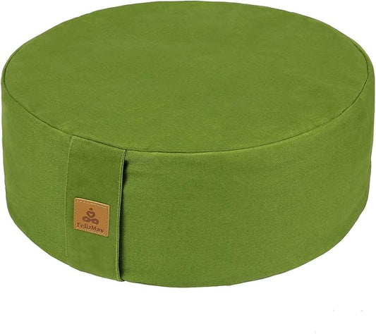 Zafu Buckwheat Meditation Cushion,D=13"/16" H=5.5",Round Zabuton Meditation Pillow,Yoga Bolster Kneeling Pillow Premium Yoga Pillow for Sitting on Floor Zippered Cotton Cover
