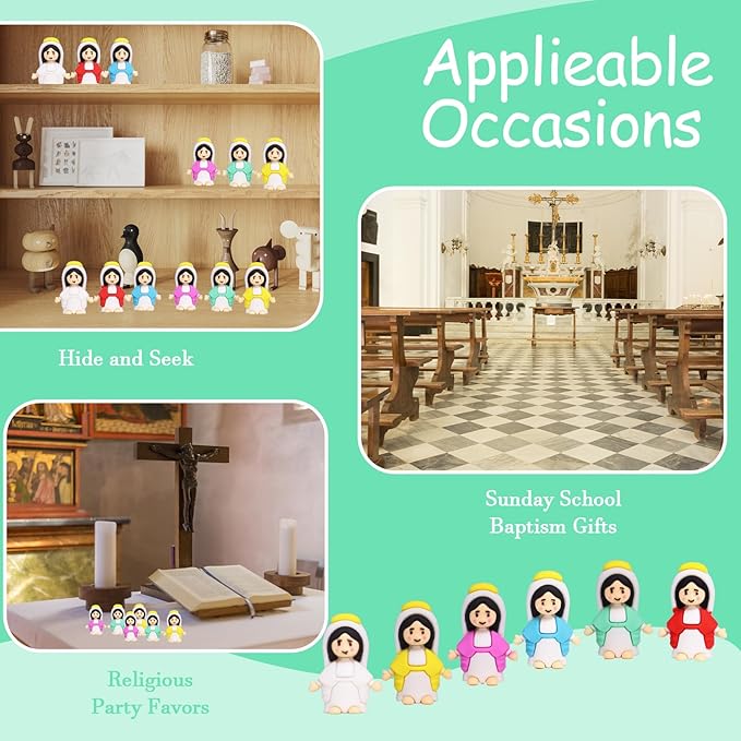 Little Virgin Mary Figurines Christ Toys Mini Virgin MaryFigures to Hide and Seek Sunday School Religious Party Favors Gift for Easter Egg Stuffers (30PCS)