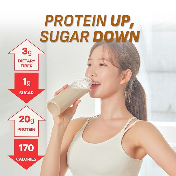 Flimeal Brown 17Grains Protein Shake, With Crunchy Protein Balls, Protein Smoothie Powder - 20g Protein, Low Sugar, Keto-Friendly Meal Replacement Shake, 1.59oz, 7packs, 7 Servings (7 Packs X 1.59 oz)