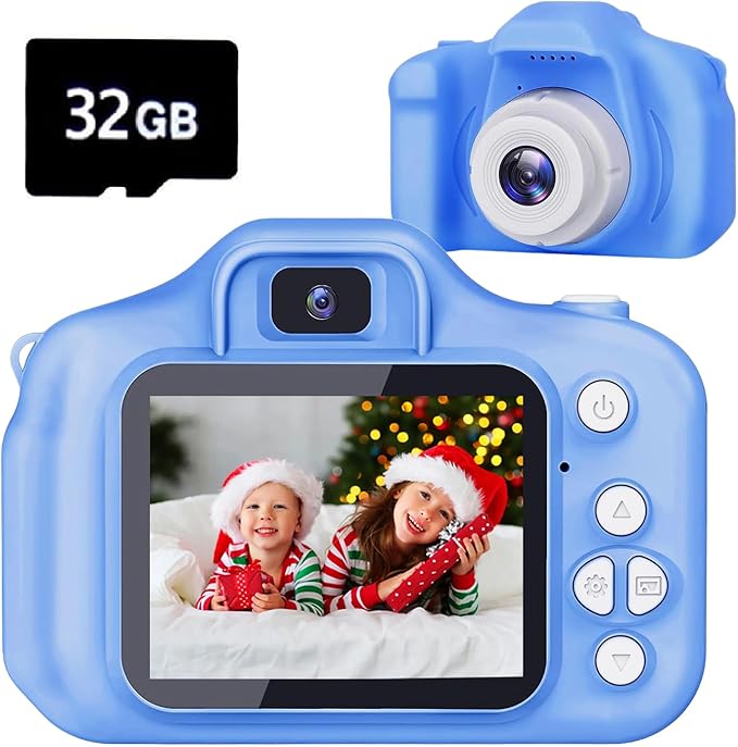 Kids Camera Toys Gifts Christmas Birthday Festival for Boys Age 3 4 5 6 7 8 9 10 Year Old Boy Toys HD Digital Video Toddler Camera with 32GB SD Card(Blue)