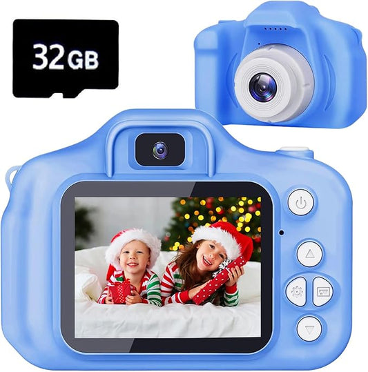 Kids Camera Toys Gifts Christmas Birthday Festival for Boys Age 3 4 5 6 7 8 9 10 Year Old Boy Toys HD Digital Video Toddler Camera with 32GB SD Card(Blue)