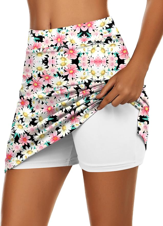 Ekouaer Women's Active Performance Skort Lightweight Skirt for Golf Tennis | Built-in Shorts, A Line, High Waisted, Tummy Control, Pickleball, Running, Workout, Sports, Skorts for Woman
