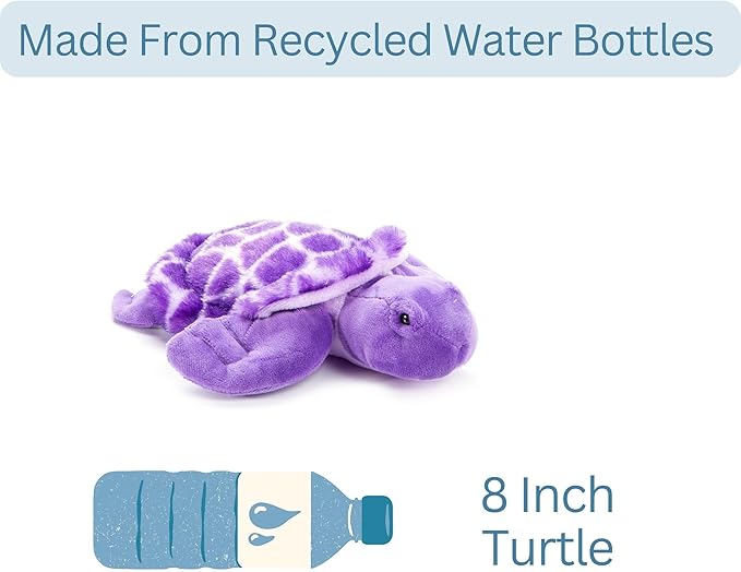 The Petting Zoo Purple Sea Turtle Stuffed Animal Plushie, Gifts for Kids, Scoopz Sealife Animals, Purple Tortoise Plush Toy 8 Inches