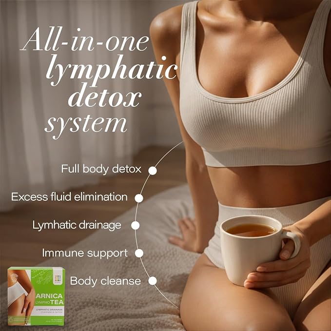 Premium Lymphatic Drainage Tea Collection | 3-Pack Herbal Teas & Recipes Book for Detox - Arnica Tea Set with Lympho Tea, Green Tea, for Cleanse & Detox, Post Lymphatic Massage, Post Surgery, Bruising and Swelling- 3 Teas+ Recipes Book