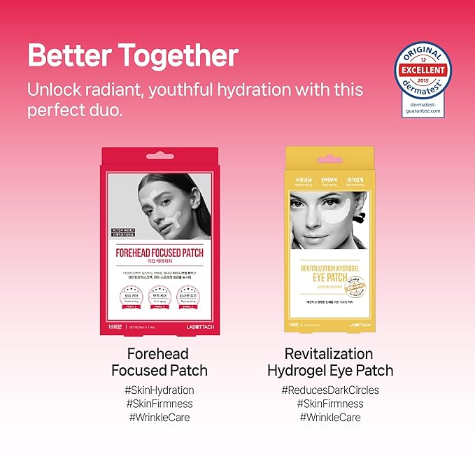 Facial Wrinkle Patches – 18pcs | Labottach Korean Skincare Hydrogel Firming Patch for Between Eyes, Smile Lines & Fine Lines with Adenosine, Tartaric Acid | Stretch & Lift | Home Skin Care