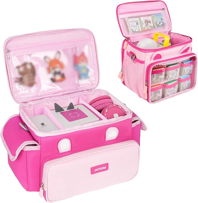 Carrying Case Compatible with Toniebox Starter Set Bundle, Travel Storage Bag Compatible with Little Tikes Story Dream Machine Books Starter Set, Pink(Bag Only)