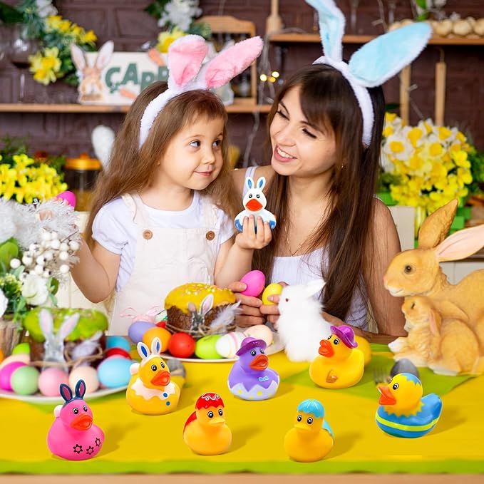 30 Pack Easter Rubber Ducks-2.3 Inch Bulk Floater Ducks for Ducking Assortment Rubber Duckies for Kids Baby Bath Toys,Birthday Gifts Party Favors Summer Beach Pool Activity Toys