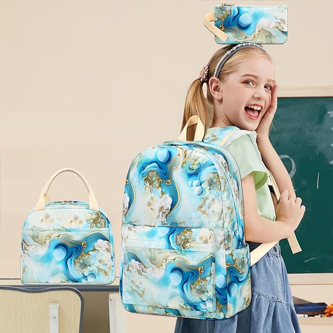 Bluboon Teen Girls School Backpack Kids Bookbag Set with Lunch Box Pencil Case Travel Laptop Backpack Casual Daypacks