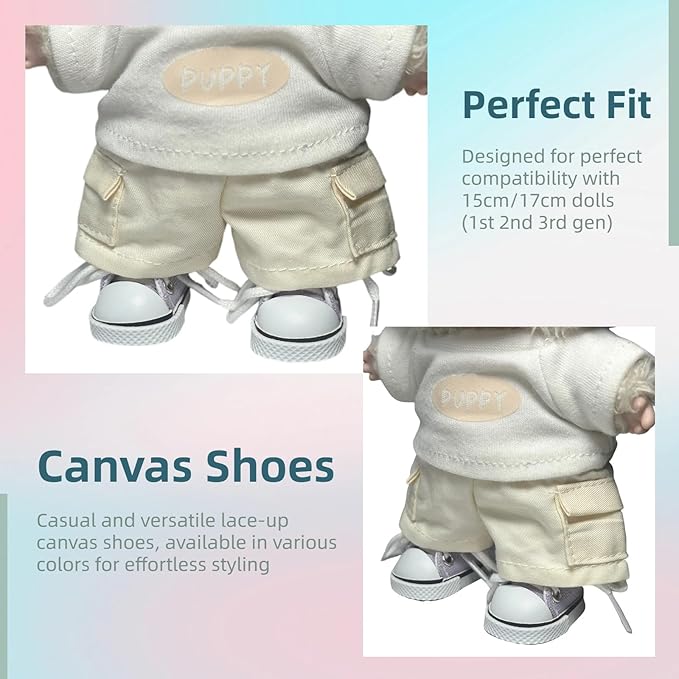 17cm Dolls Shoes, Lace-Up Canvas Sneakers Mini Shoes for 17cm Dolls, Fingerboard Shoes, Mini Finger Shoes, Clothing Accessory for 6.7in Dolls (1 Pair of Purple)
