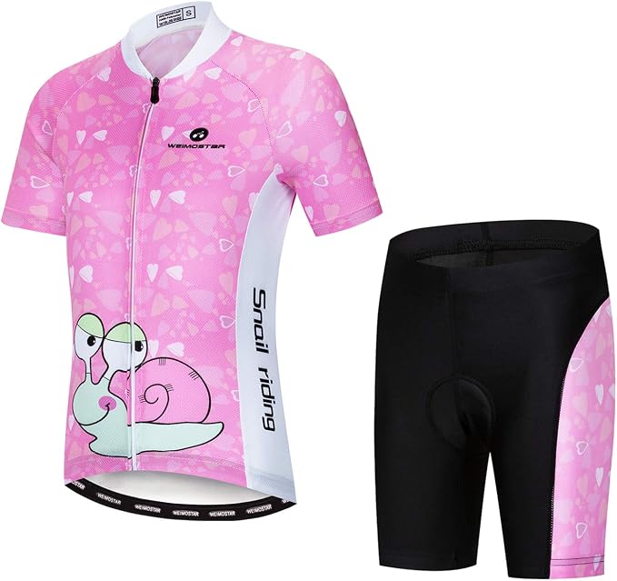 Hotlion Kids Cycling Jersey Set Short Sleeve Boys Mountain Bike Shirt Girls Cartoon Bicycle Tops Childs for Riding Biking