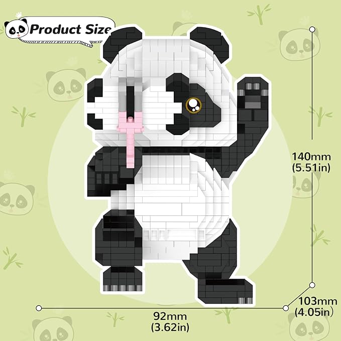 Panda Micro Mini Building Toy Bricks for Adults, 1051 PCS Mini Building Blocks Animals Sets for Goodie Bags, Party Favors for Boys Girls 12+ 14+, Christmas Birthday Gift for Kids, Carnival Prizes