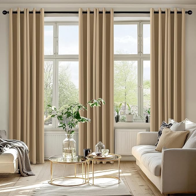MIULEE Blackout Curtains for Bedroom 2 Panels 40 x 72 Inch Long Taupe Brown | Thermal Insulated, Living Room Darkening Grommet Drapes, Noise Reducing, Light Blocking Window Treatments